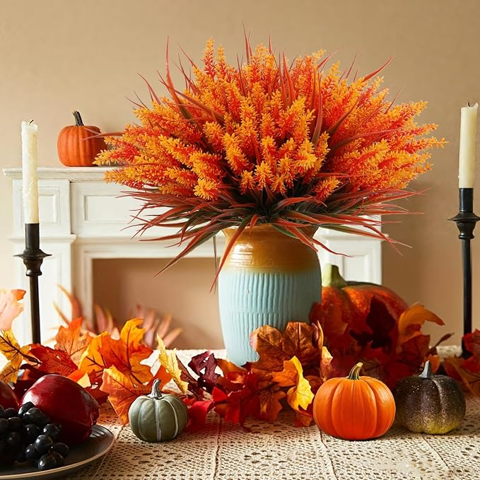 Geegoods 48 Bundles Artificial Fall Lavender Flowers Outdoor, Autumn-Orange | - Image 7