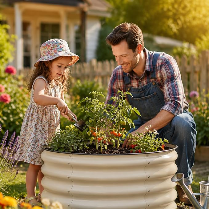 Raised Garden Bed, 2×2×1.5ft Round Galvanized Outdoor Planter Box - Image 4