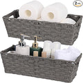 2-Pack Plastic Wicker Toilet Paper Baskets, 15.75"x6.75"x4.75", Dark Grey | by onlytak