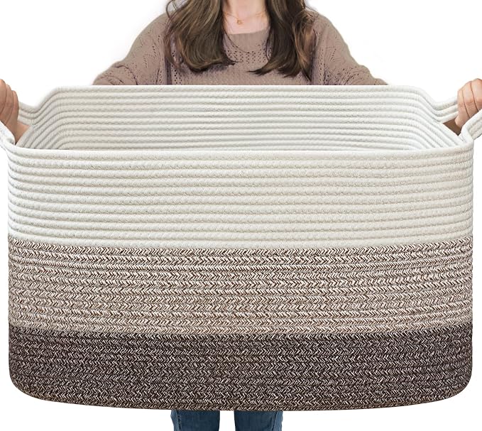 Goodpick Large Woven Rope Blanket Basket, Living Room, Bedroom & Nursery by Goodpick