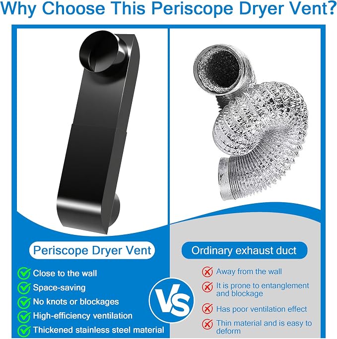Upgrade Periscope Dryer Vent, 9.5-14.5" Adjustable Dryer Vent Connector Kit - Image 6