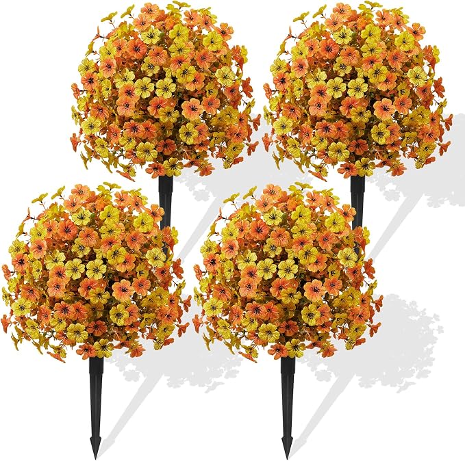 Alupssuc 4Pcs 20" UV Resistant Artificial Fall Ball Flowers by Alupssuc