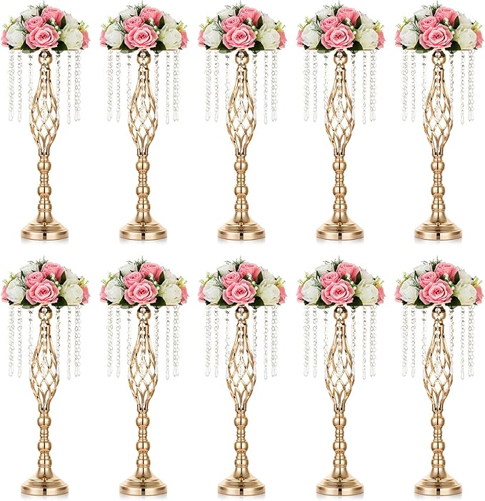 Nuptio 10 Pcs Crystal Flower Stand Wedding Centerpieces by Nuptio