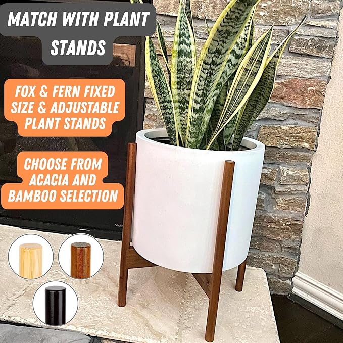 Fox & Fern Large Planter for Indoor or Outdoor, Matte White, 12 Inch | UV & - Image 7