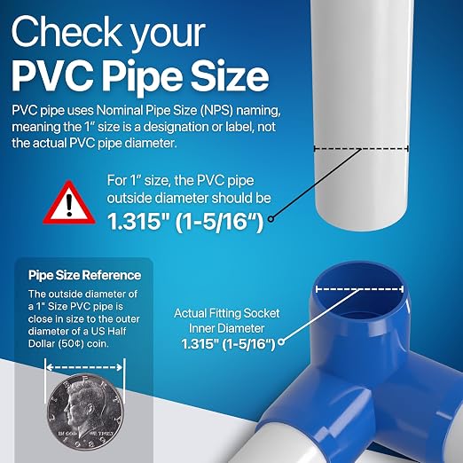 1” 3-Way Elbow Furniture Grade PVC Fitting in Blue, Made in USA, UV-Resistant - Image 4