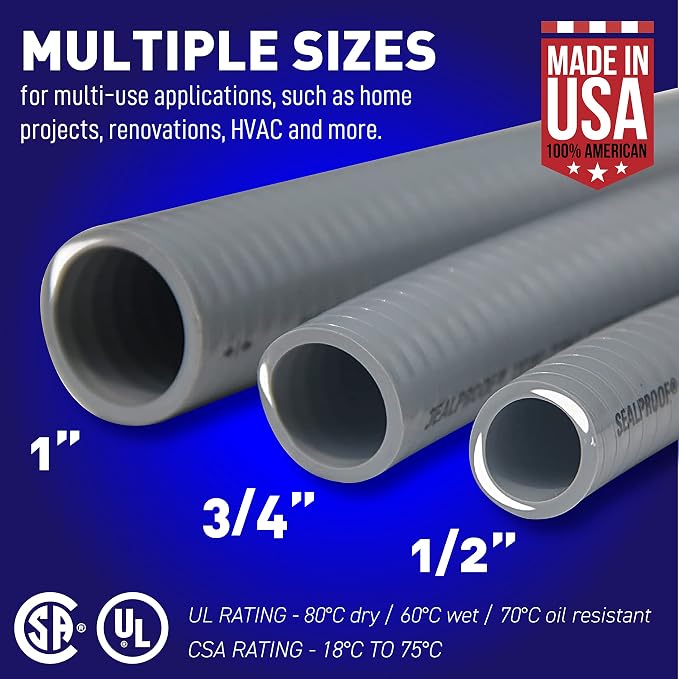 1/2-Inch Non-Metallic Liquid-Tight Conduit and Connector Kit, 50 Foot Made in - Image 6