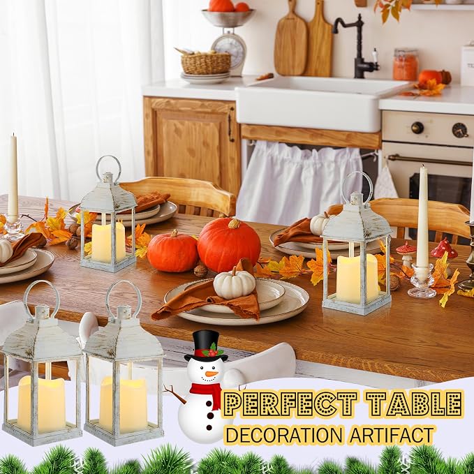 12 Pack 10 Inch White Decorative Candle Lantern Bulk LED Flameless | Lanterns - Image 5