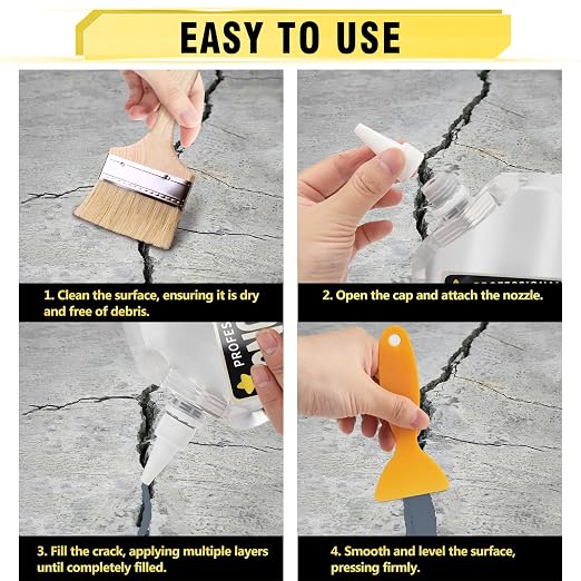 Concrete Crack Filler, 3.3 LB High Elasticity Cement Crack Filler, Flexible - Image 7