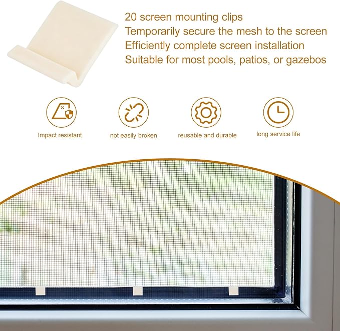Penitue 20pcs Screen Clip System, Reusable Screen Repair Clip Easy Installation - Image 6