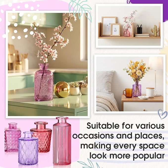 Yaomiao 30 Pcs Glass Bud Vases Centerpieces, Mini Colored Flower Vase - Image 5