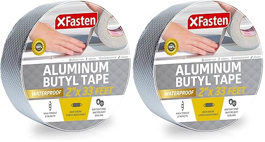 XFasten Super Waterproof Aluminum Butyl Tape, 2-Inch x 33-Foot, Aluminum Foil by XFasten