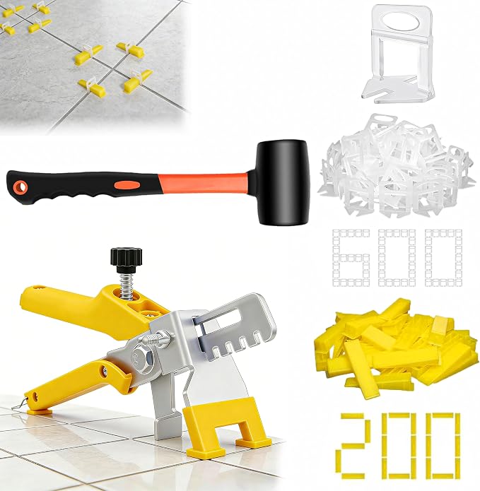 Tile Leveling System with Tile Pliers and Hammer, 600 Piece Tile Spacers 1/8 by yaogohua
