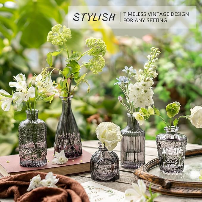 SUPMIND Glass Bud Vases Set of 12, Small Black Flower Vases in Bulk | Mini - Image 2