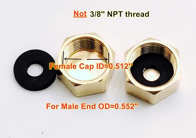 Brass 3/8'' Compression valve Cap Fitting - Image 2