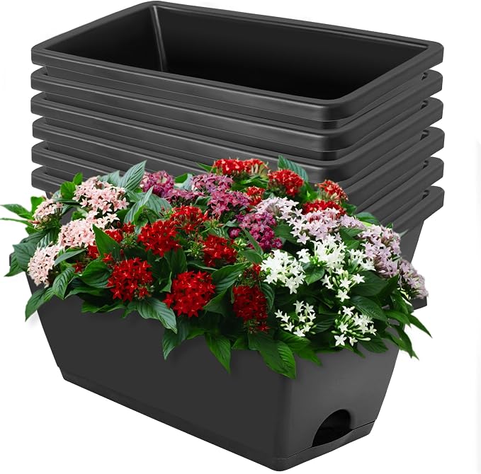 LOCONHA 7 Pack Window Box Planter, Plastic Vegetable Flower Planters Boxes | 17 by LOCONHA
