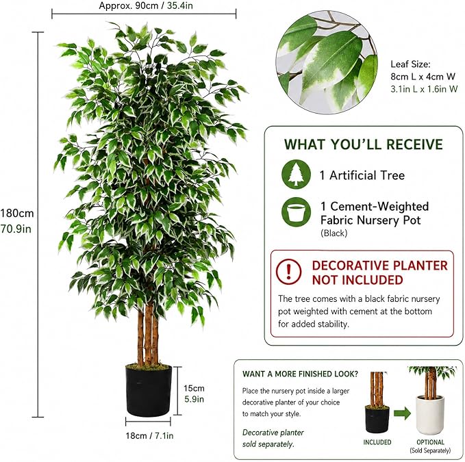 GTIDEA 6FT Artificial Ficus Tree - Image 2