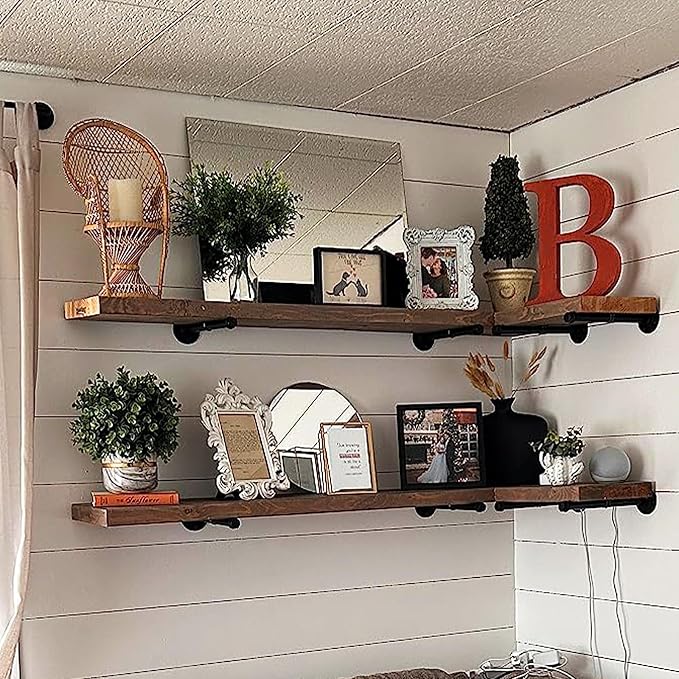 6 Pack Pipe Shelf Brackets 10 Inch, Industrial Iron Pipe Floating Shelves - Image 5