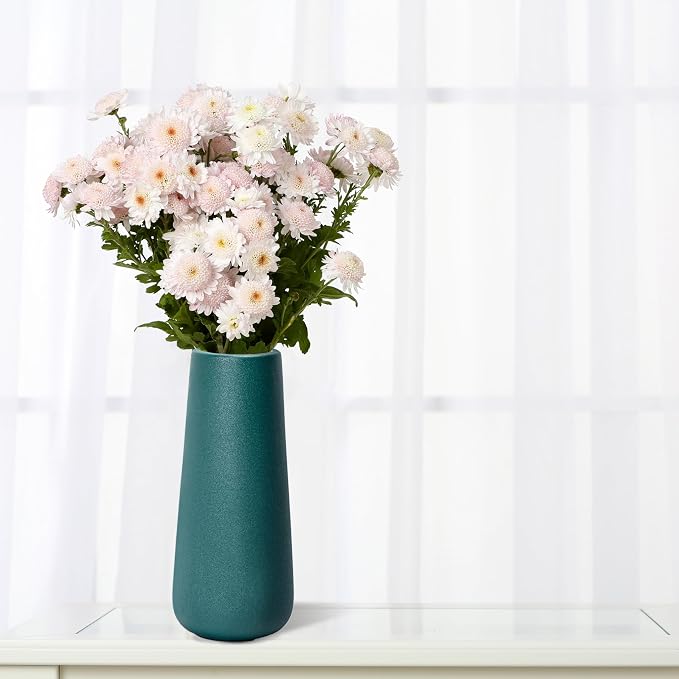 D'vine Dev 11 Inch Ceramic Flower Vase Textured Finishing, Minimalist Design - Image 3