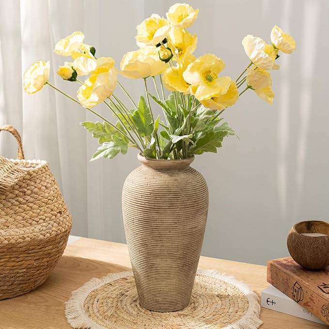 11.02 Inch Tall Vintage Ceramic Flower Vase, Rustic Farmhouse Vase - Image 2