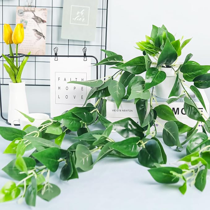 Der Rose 2Pcs Fake Hanging Plants Artificial in White Pots - Image 8
