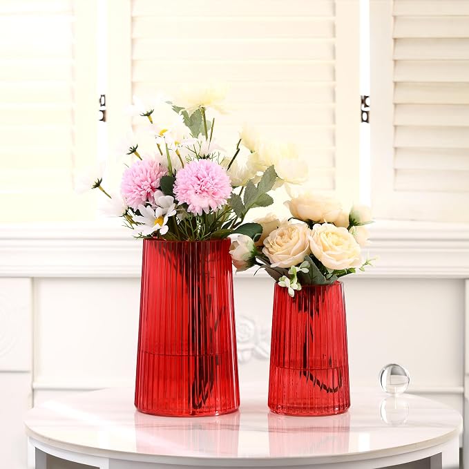 Ribbed Flower Vases Set of 2, Flower Vase - Image 3