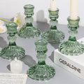 12PCS Green Candlestick Holders Set- 4" H Taper Candle Holders, Glass Candle by DARJEN