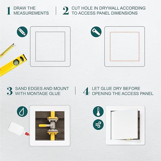6" x 6" White ABS Plastic Plumbing Access Panel - Image 3