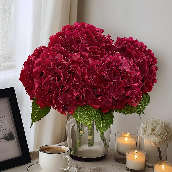 3Pcs 21in Latex Real Touch Hydrangea Artificial Flowers | Lifelike Large - Image 8
