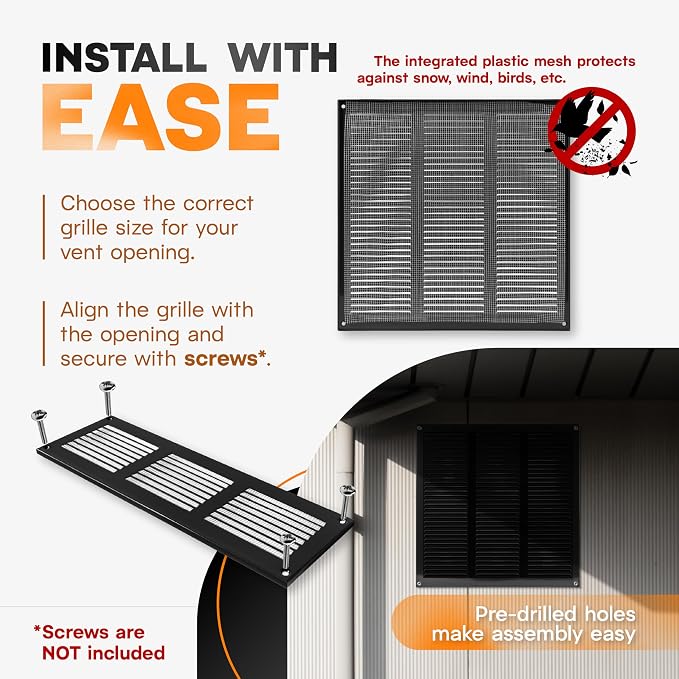 12 x 12 Inch Black Galvanized Steel Return Air Register Vent Cover, AC Vent - Image 4