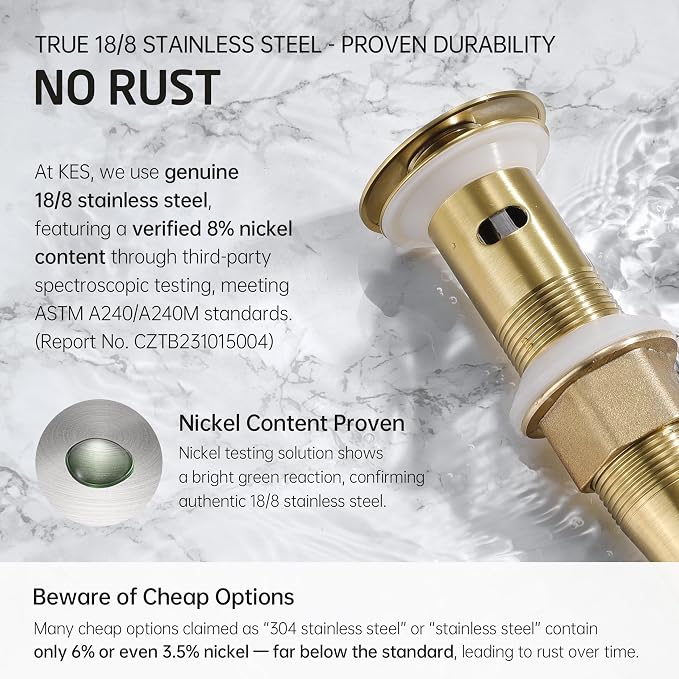 KES All Metal Bathroom Sink Drain - Image 5