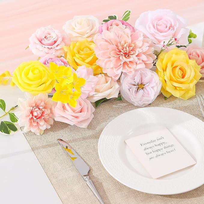 Artificial Flowers Fake Rose Flowers Dahlia - Image 9