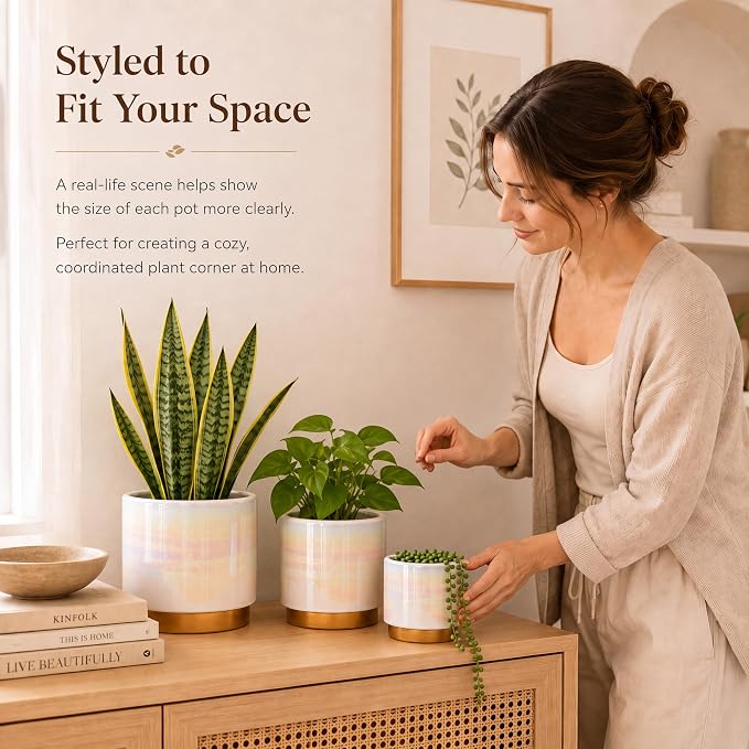 Gepege Ceramic Plant Pots for Indoor Plants, Planters - Image 5