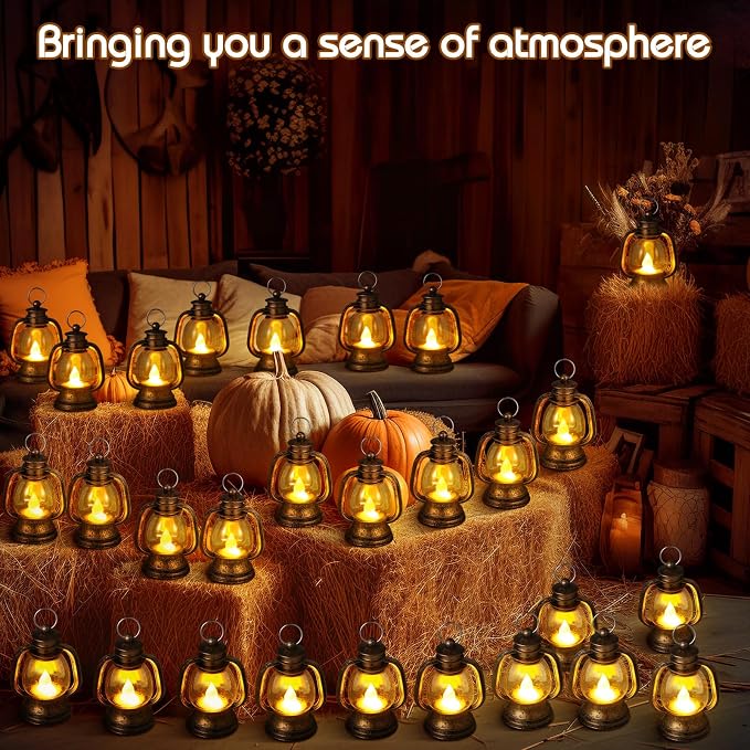 Ferraycle 48 Pcs Mini Lanterns 4 Inch Retro Gold Lamp Table Decor | Western - Image 4