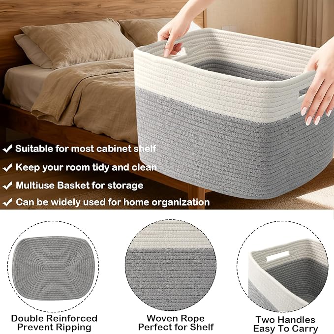 3 Pack Woven Baskets, Storage Baskets - Image 3