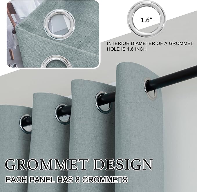 H.VERSAILTEX Grommet Natural Linen Textured Kitchen Curtains 45 inch Length - Image 4