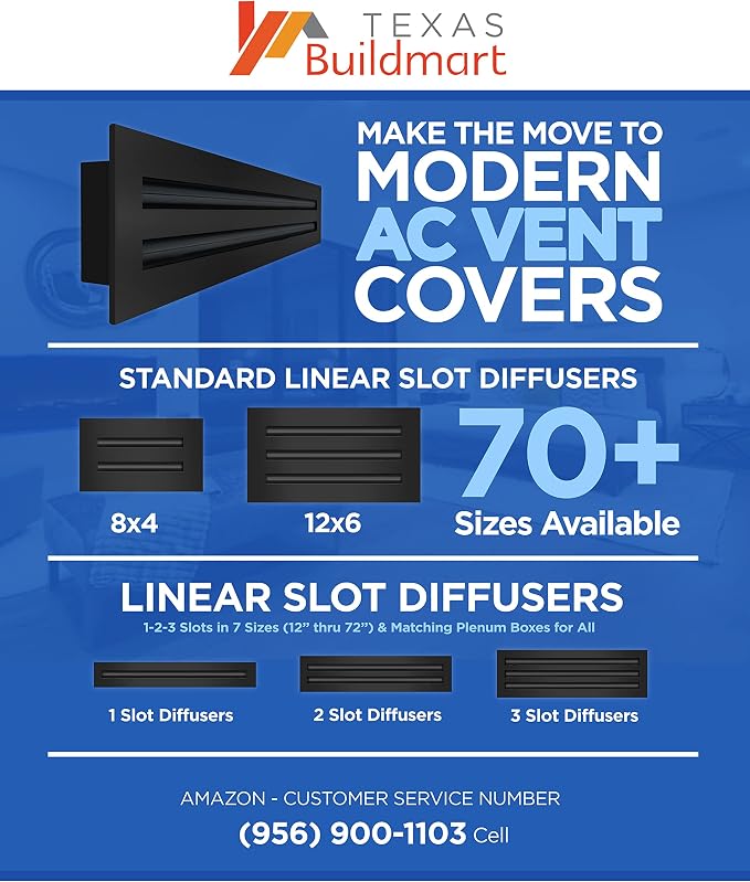 BUILDMART - 16x4 Modern AC Vent Cover - Decorative Black Aluminum Air Vent - - Image 8