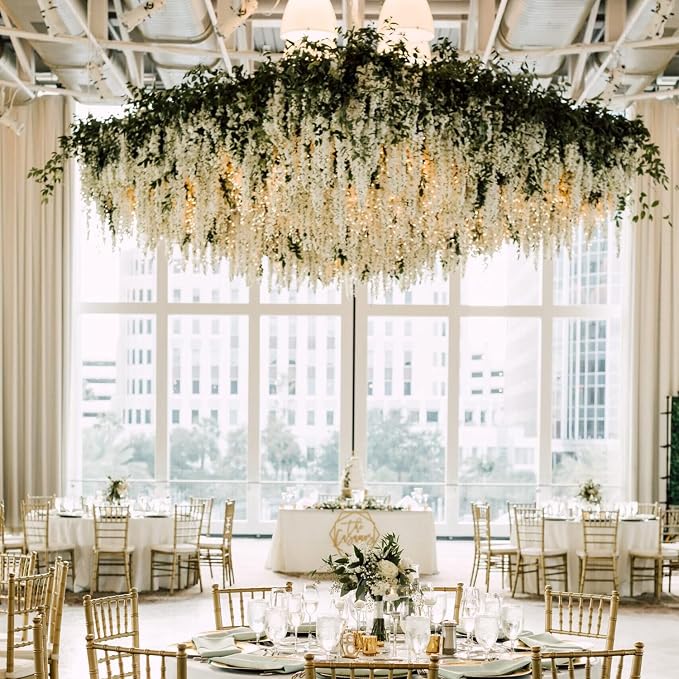 12Pcs Artificial Wisteria Flowers 3.6 Feet/Piece White Dense Artificial Fake - Image 7