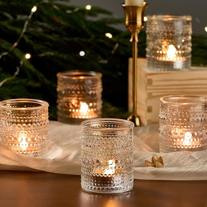 24 Pack Clear Glass Votive Candle Holders, Vintage Candle Holder - Image 3