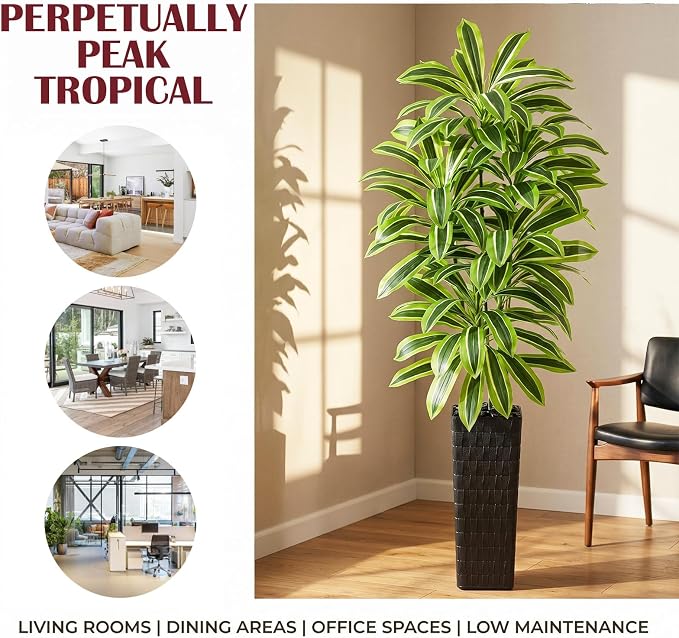 Artificial Yellow Dracaena Tree Indoor, 7FT Tall Fake Floor Plants - Image 7