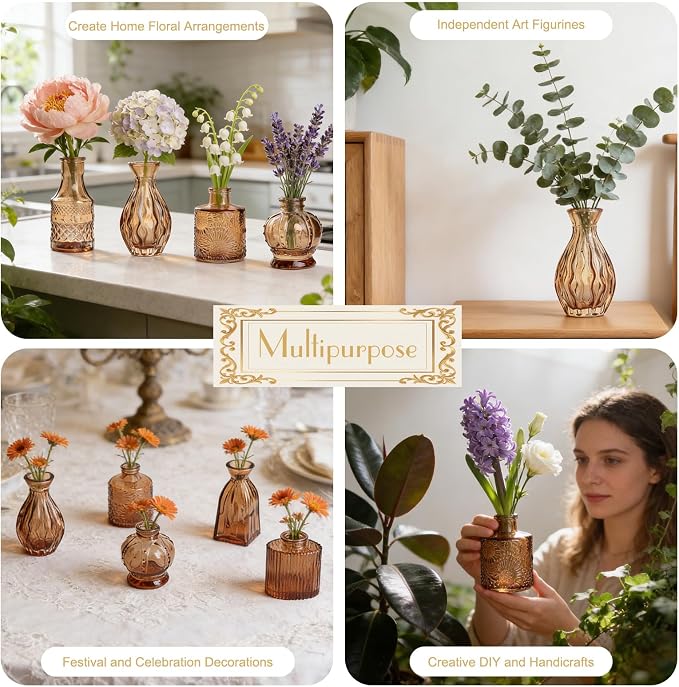 Petal Petite Small Amber Glass Bud Vase Set of 36 - Image 6