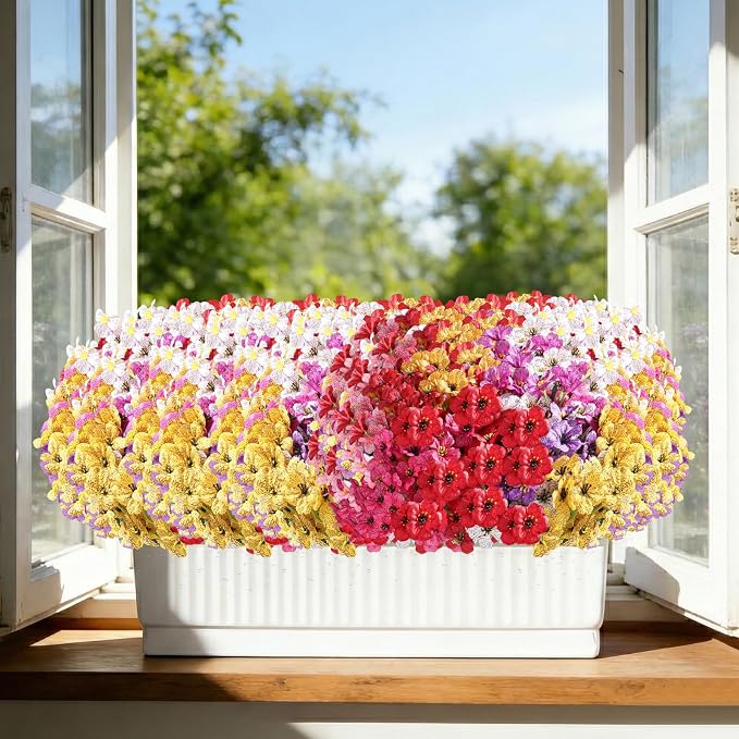 22 Pack Artificial Flowers for Outdoor Indoor Fake Plants | Faux Silk Flowers - Image 8