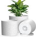 Plant Pots, 10/9/8 Inch 3 Pack Cylindrical Flower Pots by KUGAZ