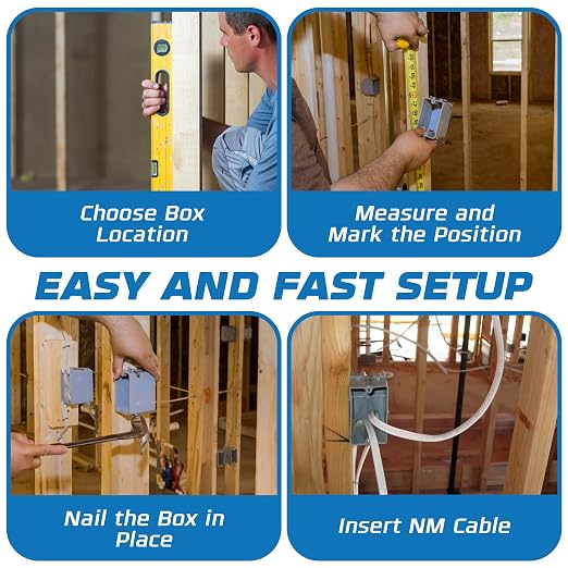 1-Gang New Work Outlet Box, 18 Cubic Inch Single Gang PVC Electrical Box - Image 6