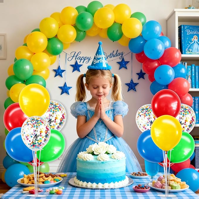 TONIFUL 4 Set Red Yellow Blue Green Balloon Stand Centerpieces - Image 5