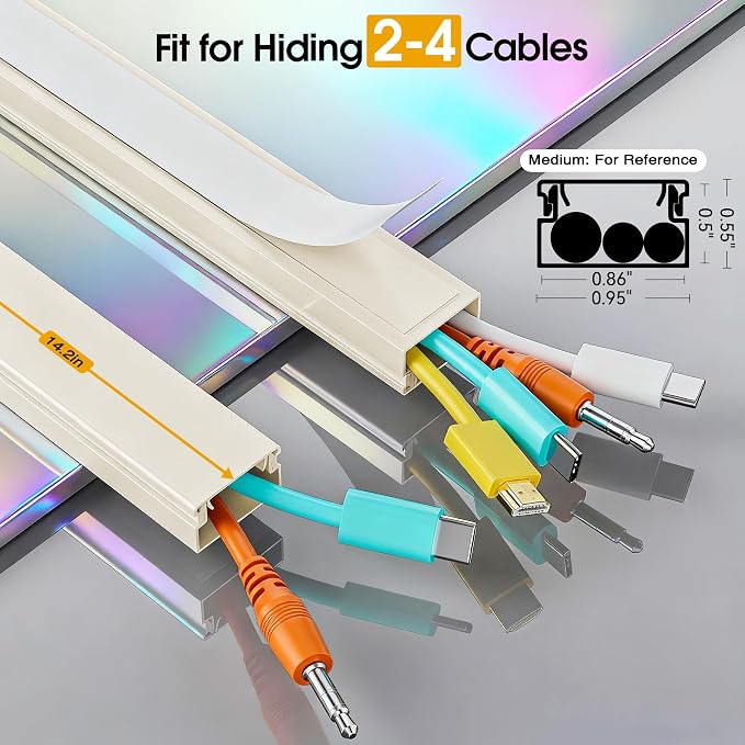 212.6in Cord Covers for 2-3 Wires on Wall, TV Cord Hider Wall, Paintable Cable - Image 2