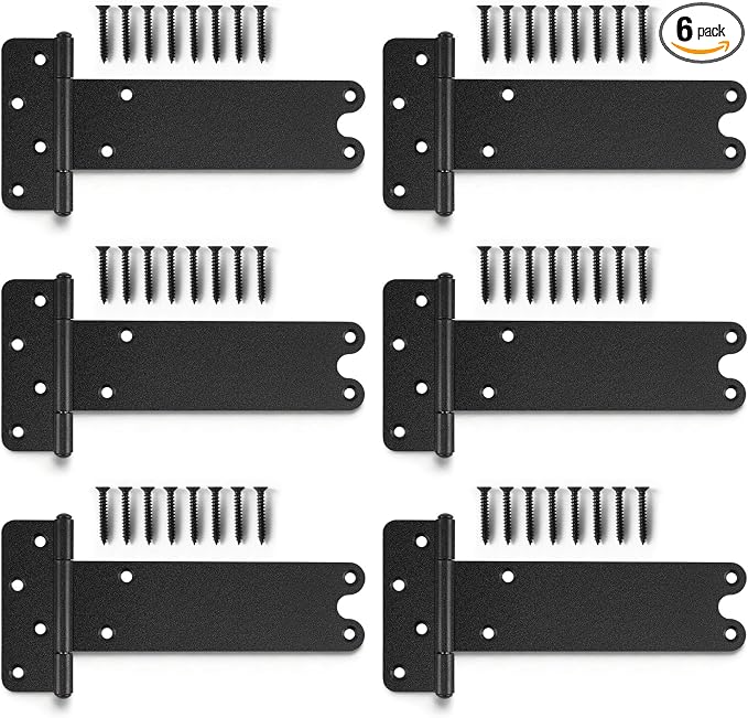 8 inch Gate Hinges, 300 Lbs Capacity, Matte Black, 6 Pack Heavy Duty Hinge | by DurabilityandElegance