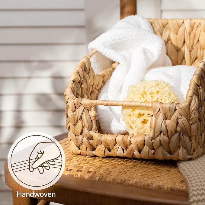 StorageWorks Water Hyacinth Basket Organizer, Pantry Storage Baskets, Handwoven - Image 4