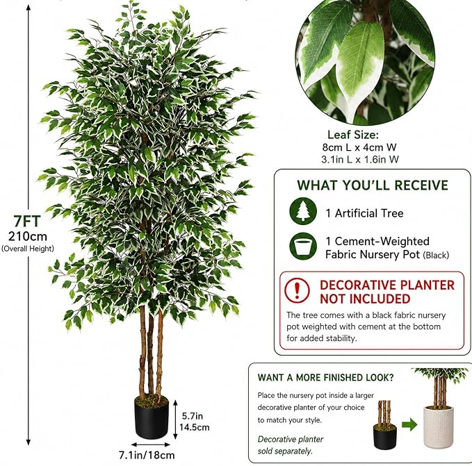 GTIDEA 7ft Large Ficus Artificial Tree - Image 3