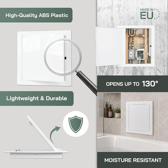 Vent Systems 8" x 8" Push-to-Open ABS Access Door – White Plastic Access Panel - Image 4