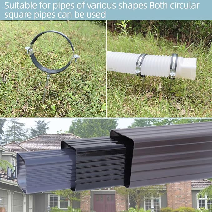 2 pcs Premium Rain Gutter Downspout Extensions Circular Bracket, Heavy-Duty - Image 9